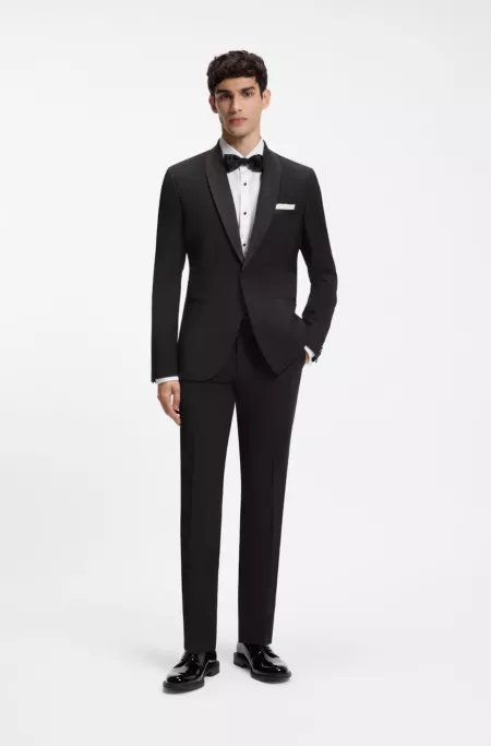 Shawl-collar tuxedo jacket in a performance wool blend