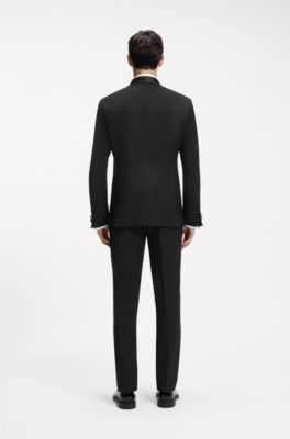 Shawl-collar tuxedo jacket in a performance wool blend, Black