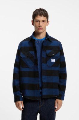 Oversized-fit shirt in buffalo-check cotton flannel
