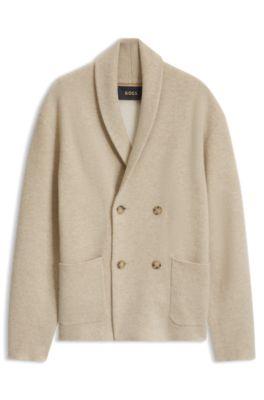 Relaxed-fit cardigan in cashmere with shawl collar, Light Beige