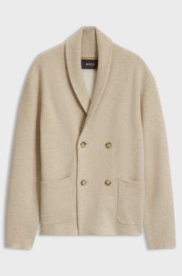 Relaxed-fit cardigan in cashmere with shawl collar, Light Beige