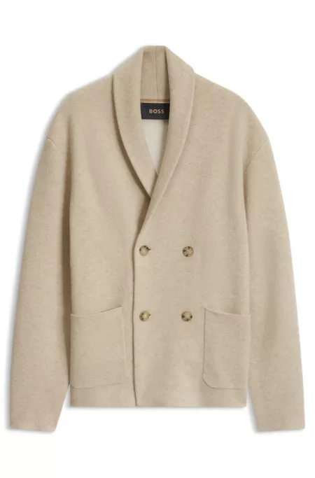 Relaxed-fit cardigan in cashmere with shawl collar