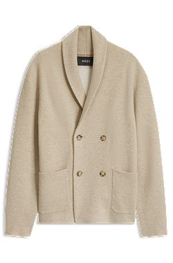 Relaxed-fit cardigan in cashmere with shawl collar