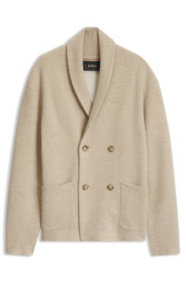 Relaxed-fit cardigan in cashmere with shawl collar