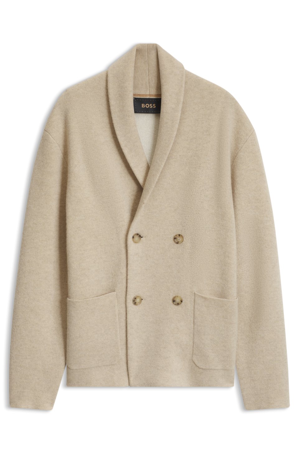 Relaxed-fit cardigan in cashmere with shawl collar
