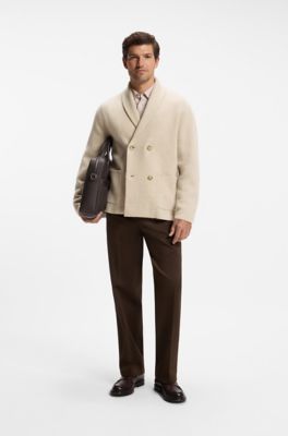 Relaxed-fit cardigan in cashmere with shawl collar, Light Beige