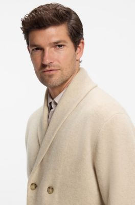 Relaxed-fit cardigan in cashmere with shawl collar, Light Beige