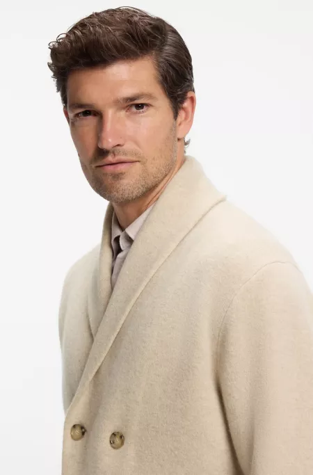 Relaxed-fit cardigan in cashmere with shawl collar