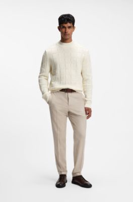 Mock-neck sweater in virgin wool and cashmere, Natural