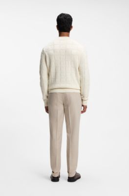 Mock-neck sweater in virgin wool and cashmere, Natural