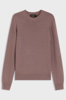 Knitted sweater in silk with seasonal pattern, Light Brown
