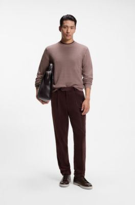 Knitted sweater in silk with seasonal pattern, Light Brown