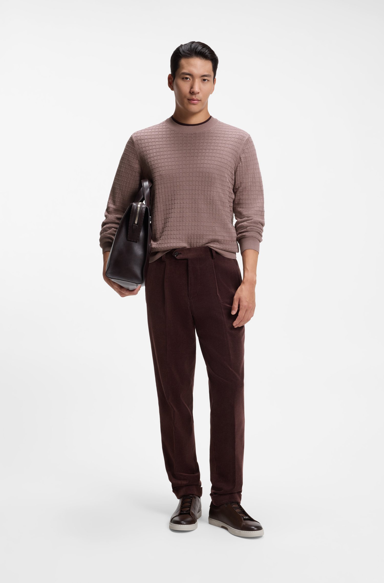 Boss Knitted sweater in silk with seasonal pattern stickade tröjor herr – bild 2