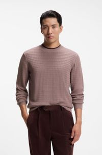 Knitted sweater in silk with seasonal pattern, Light Brown