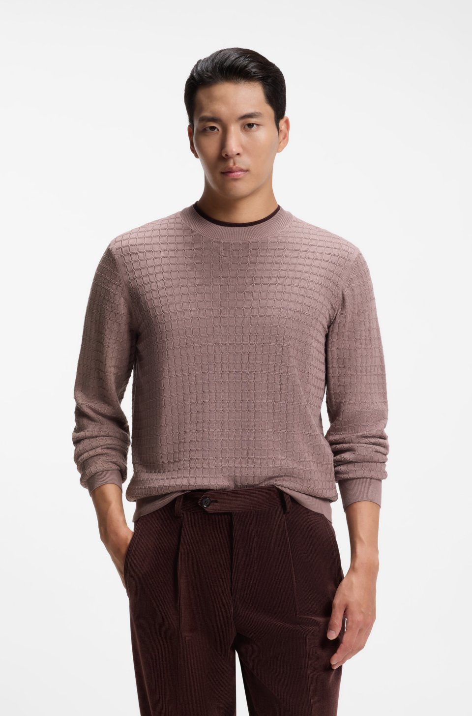 Knitted sweater in silk with seasonal pattern