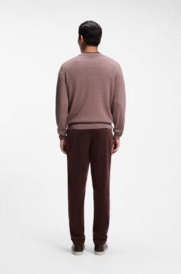 Knitted sweater in silk with seasonal pattern, Light Brown