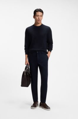 Knitted sweater in silk with seasonal pattern, Dark Blue