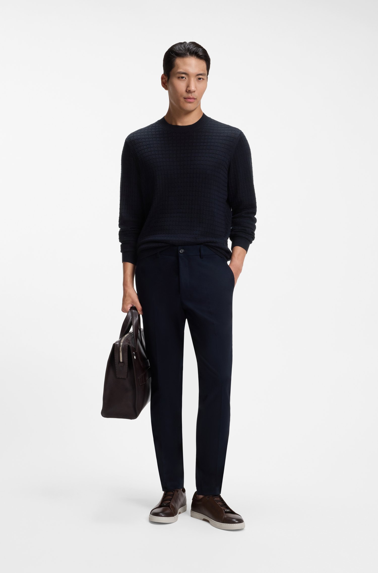 Boss Knitted sweater in silk with seasonal pattern stickade tröjor herr – bild 2