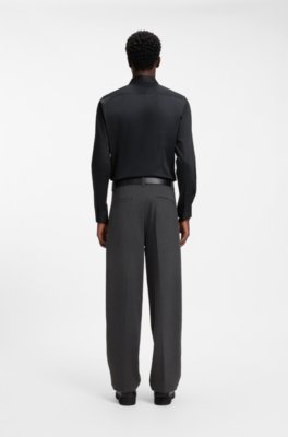 Hugo Slim-fit cotton shirt with a concealed button front kostymskjortor herr – bild 3