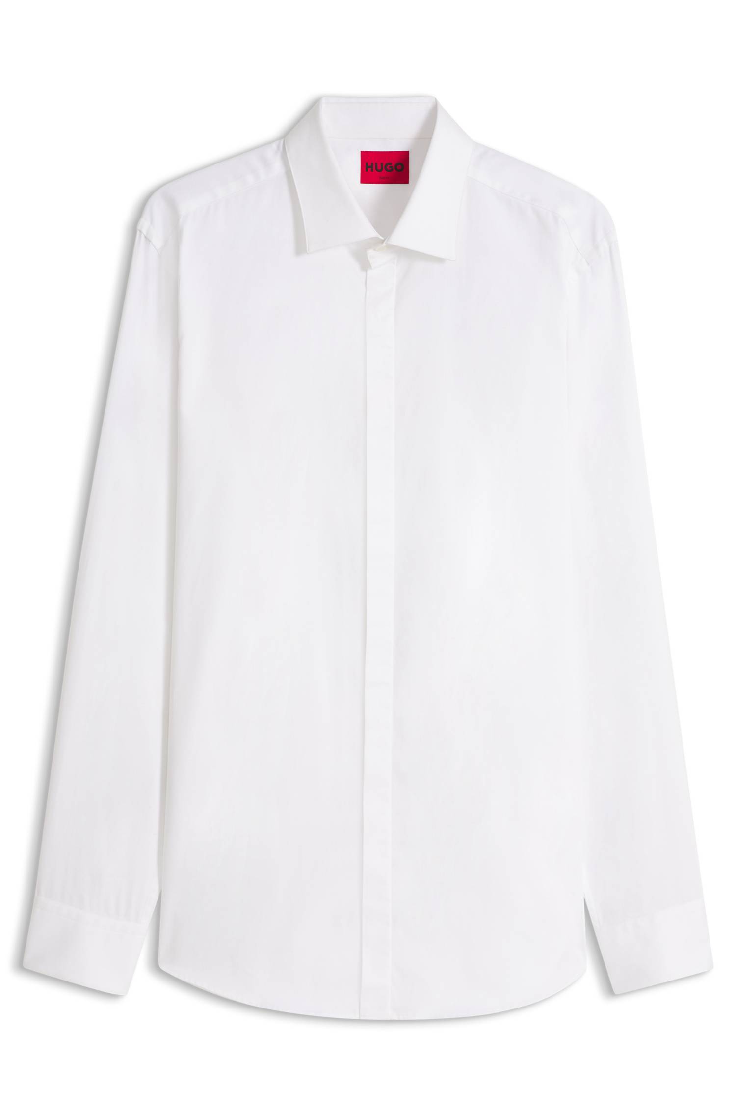 Hugo Slim-fit cotton shirt with a concealed button front skjortor & blusar herr – bild 4