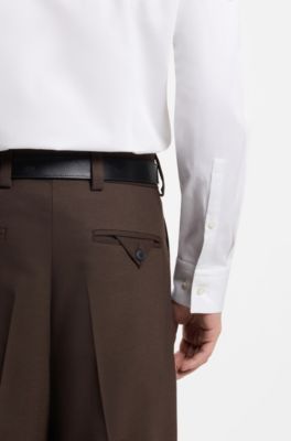 Slim-fit cotton shirt with a concealed button front, White