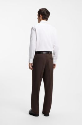 Slim-fit cotton shirt with a concealed button front, White