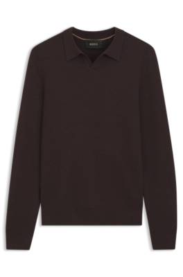 Boss Structured-cashmere sweater with Johnny collar stickade tröjor herr – bild 4