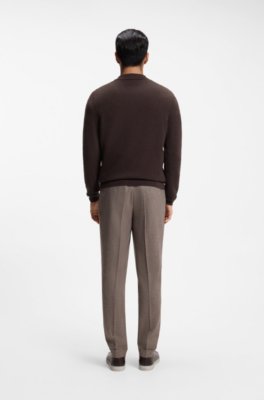 Boss Structured-cashmere sweater with Johnny collar stickade tröjor herr – bild 3