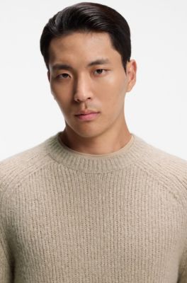 Relaxed-fit sweater in pure cashmere, Light Beige