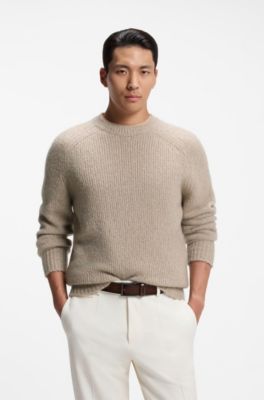 Relaxed-fit sweater in pure cashmere, Light Beige