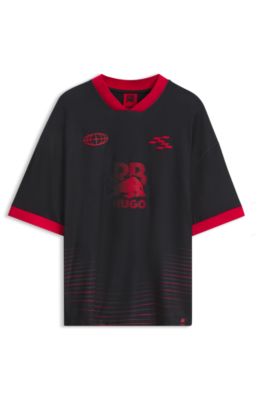 HUGO x RB T-shirt with stripes and bull motif, Black