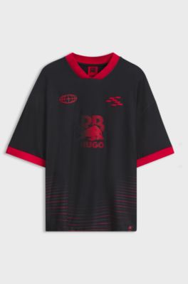 HUGO x RB T-shirt with stripes and bull motif, Black