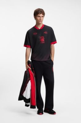 HUGO x RB T-shirt with stripes and bull motif, Black