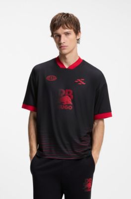 HUGO x RB T-shirt with stripes and bull motif, Black