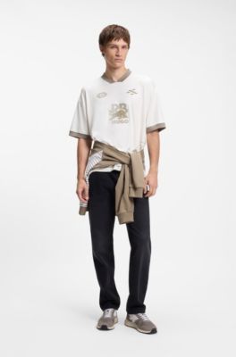 HUGO x RB T-shirt with stripes and bull motif, White