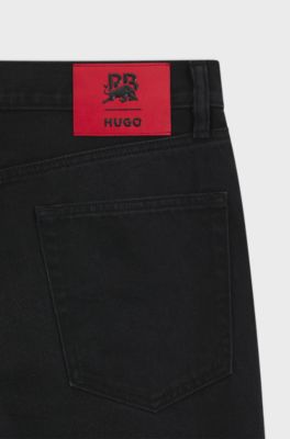 HUGO x RB regular-fit jeans in black denim, Black