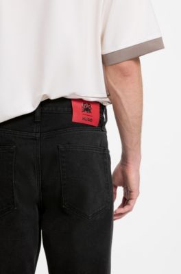 HUGO x RB regular-fit jeans in black denim, Black