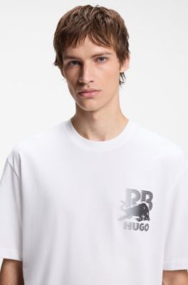 HUGO x RB T-shirt in cotton with bull motif, White