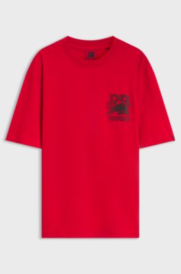 HUGO x RB T-shirt in cotton with bull motif, Red