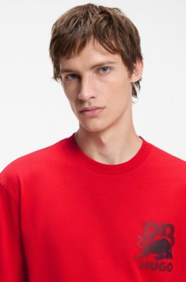 HUGO x RB T-shirt in cotton with bull motif, Red