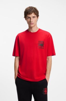 HUGO x RB T-shirt in cotton with bull motif, Red