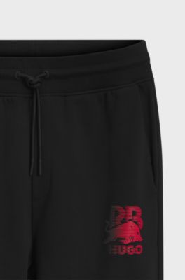 HUGO x RB tracksuit bottoms with bull motif, Black