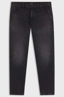 Jean Tapered Fit noir en denim stretch confortable, Noir