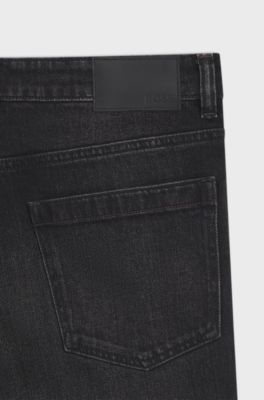 Tapered-fit jeans in black comfort-stretch denim, Black