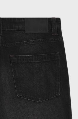 Tapered-fit jeans in black comfort-stretch denim, Black