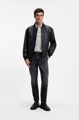 Tapered-fit jeans in black comfort-stretch denim, Black