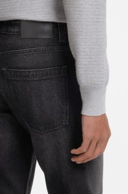 Tapered-fit jeans in black comfort-stretch denim, Black