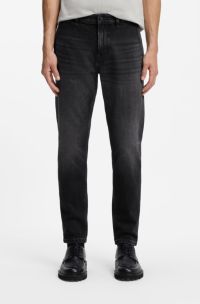 Jean Tapered Fit noir en denim stretch confortable, Noir