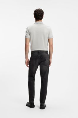 Jean Tapered Fit noir en denim stretch confortable, Noir
