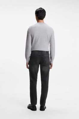 Tapered-fit jeans in black comfort-stretch denim, Black